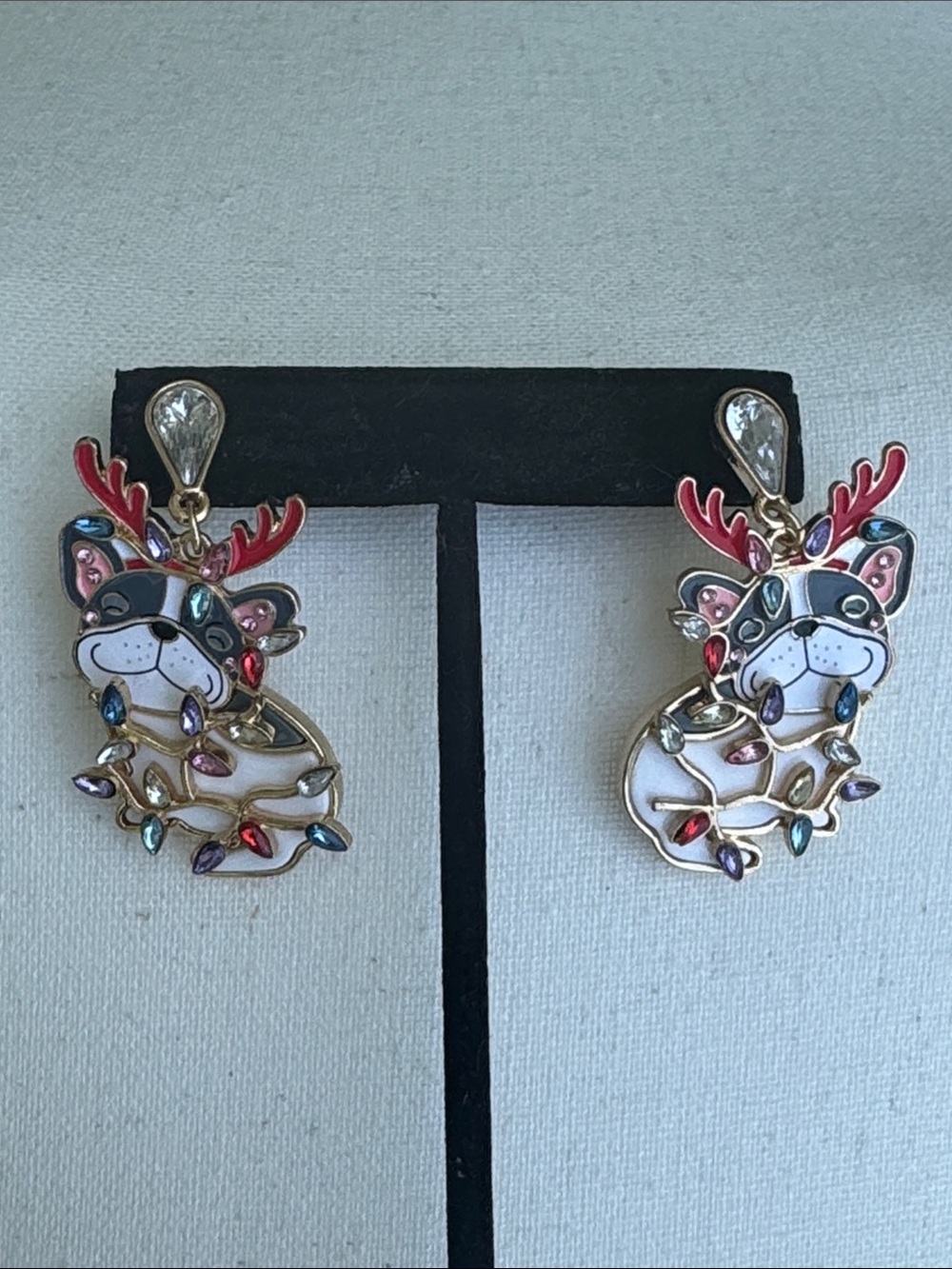 Festive Christmas dog pierced earrings